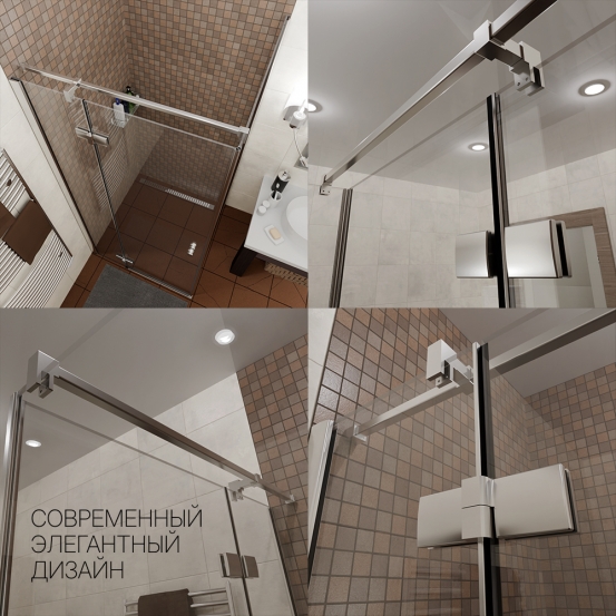 Инфографика 5 Q35 хром блестящий стекло бесцветное правое открывание двери