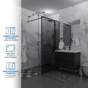 Инфографика 2 SHOWER GLASS GK-24-10мм черный матовый стекло графитовое толщина 10_0