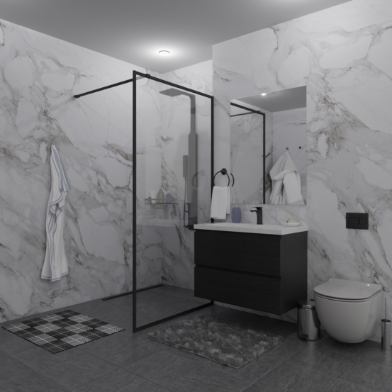 SHOWER GLASS GK-24-8мм черный матовый стекло бесцветное толщина 8_0