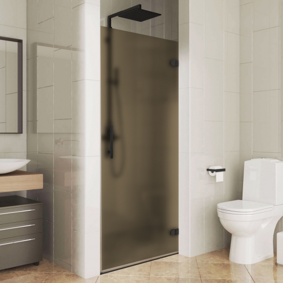LUX DOOR GK-001-2511-CH02 черный матовый стекло бронзовое матовое правое открывание двери