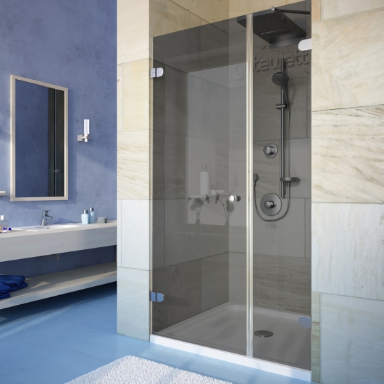LUX DOOR GK-002B хром блестящий стекло графитовое левое открывание двери