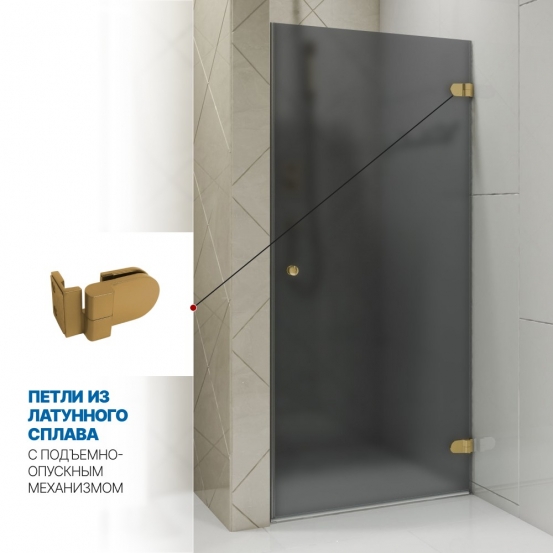 Инфографика 3 LUX DOOR GK-001 золотой металлик стекло графитовое матовое толщина 0_8 правое открывание двери