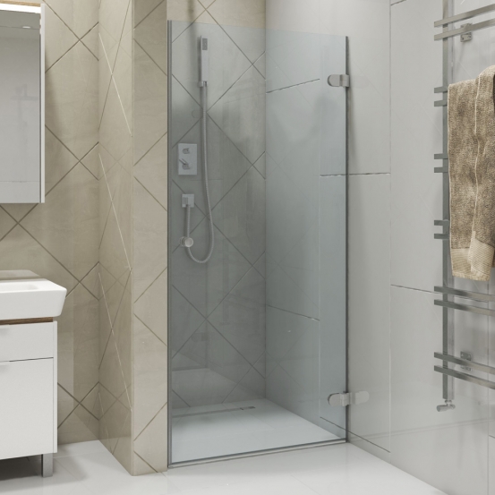LUX DOOR GK-001 хром матовый стекло выбеленное правое открывание двери