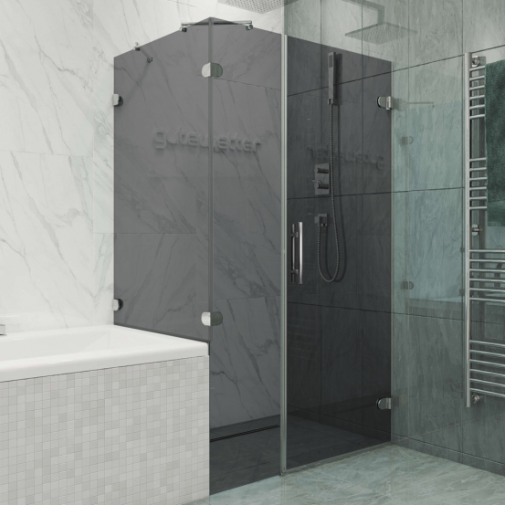 LUX SQUARE GK-003AV-CH02 хром блестящий стекло графитовое правое открывание двери