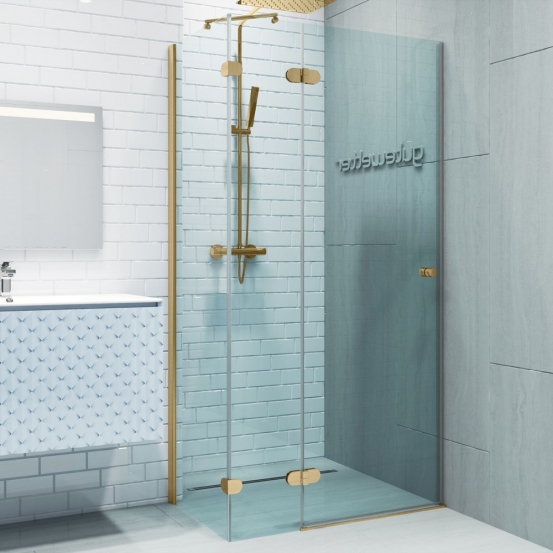 LUX SQUARE GK-883PGS золотой гальванический стекло бесцветное левое открывание двери